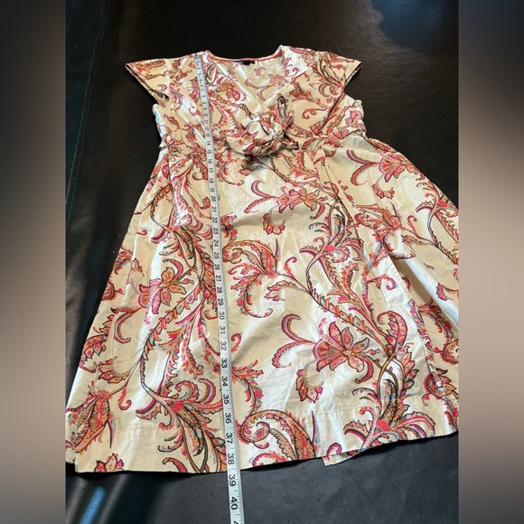 Tommy Hilfiger Pink and Cream Paisley Midi Dress size L with tie waist - Picture 12 of 13